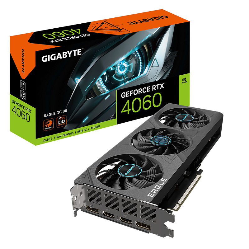Gigabyte Видеокарта GeForce RTX 4060 EAGLE OC 8 ГБ (GV-N4060EAGLE OC-8GD)